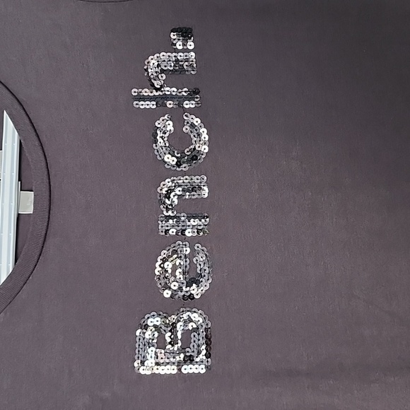 BENCH dark grey black sequins t shirt dress small - Picture 2 of 6